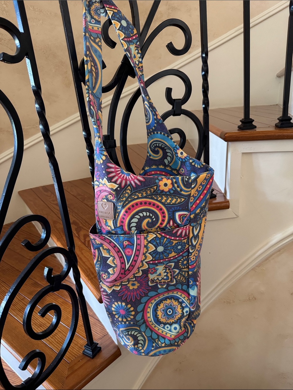 Multi color Paisley Crossbody Shoulder Bag - for Yoga Mat